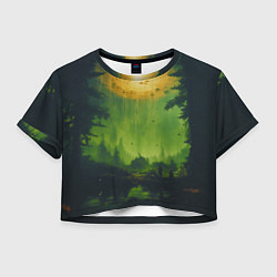 Футболка 3D укороченная женская НЛО, позывные радио Судного дня, цвет: 3D-принт