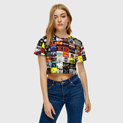 Футболка 3D укороченная женская Metallica - обложки альбомов и песен, цвет: 3D-принт — фото 2