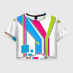 Футболка 3D укороченная женская Цветное абстрактное искусство, цвет: 3D-принт