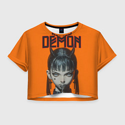 Футболка 3D укороченная женская Девушка демон, цвет: 3D-принт