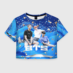 Женский топ BTS голубые волные и золотые звезды