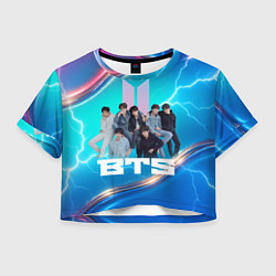 Женский топ BTS синий фон с молниями