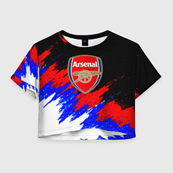 Футболка 3D укороченная женская Арсенал краски триколор, цвет: 3D-принт
