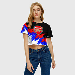 Футболка 3D укороченная женская Арсенал краски триколор, цвет: 3D-принт — фото 2