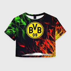 Футболка 3D укороченная женская Borussia flame toxic, цвет: 3D-принт