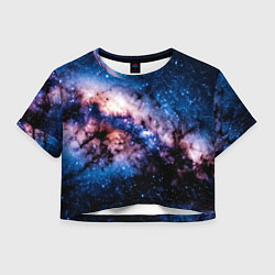 Футболка 3D укороченная женская Фантастический космос звёзды и туманности, цвет: 3D-принт