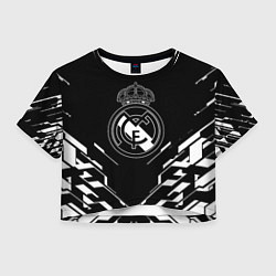 Футболка 3D укороченная женская Real Madrid полосы геомтерия, цвет: 3D-принт