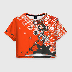 Футболка 3D укороченная женская Красно-черная метаморфоза, цвет: 3D-принт