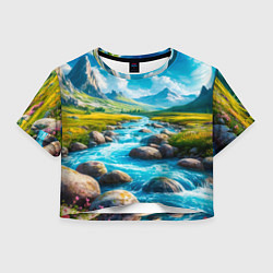 Женский топ Пейзаж художественный горы речка камни