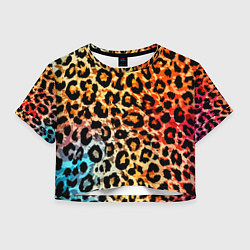 Футболка 3D укороченная женская Стилизованный леопардовый, цвет: 3D-принт