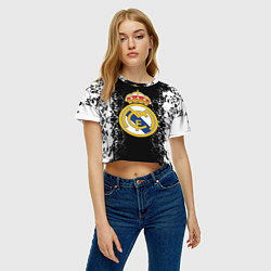 Футболка 3D укороченная женская Реал Мадрид текстура краски, цвет: 3D-принт — фото 2
