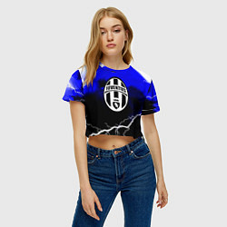 Футболка 3D укороченная женская Ювентус шторм молнии текстура, цвет: 3D-принт — фото 2