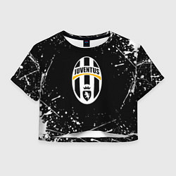 Футболка 3D укороченная женская Juventus белые краски всплеск, цвет: 3D-принт