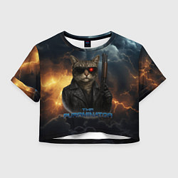 Женский топ The purrminator кот терминатор