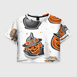 Футболка 3D укороченная женская Candy halloween, цвет: 3D-принт