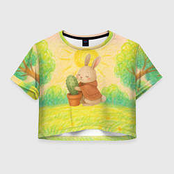Женский топ Заяц обнимает кактус
