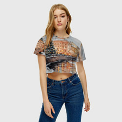 Футболка 3D укороченная женская Новогодняя елка в Питере, цвет: 3D-принт — фото 2