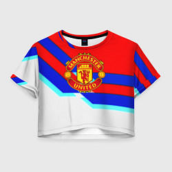 Футболка 3D укороченная женская Манчестер Юнайтед полосы геометрия, цвет: 3D-принт