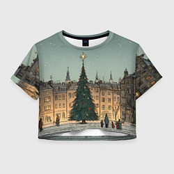 Женский топ Новогодняя елка во дворе