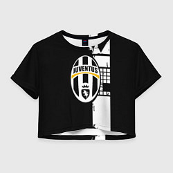 Футболка 3D укороченная женская Ювентус геометрия белая, цвет: 3D-принт