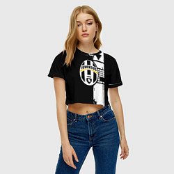 Футболка 3D укороченная женская Ювентус геометрия белая, цвет: 3D-принт — фото 2