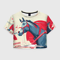 Футболка 3D укороченная женская Лошадь в абстрактном стиле, цвет: 3D-принт
