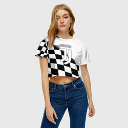 Футболка 3D укороченная женская Ювентус клетка краски, цвет: 3D-принт — фото 2