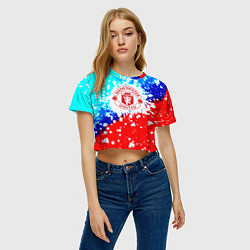 Футболка 3D укороченная женская Манчестер Юнайтед неон, цвет: 3D-принт — фото 2