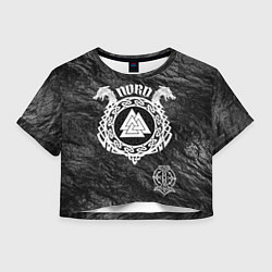 Футболка 3D укороченная женская Символ валькнут, цвет: 3D-принт