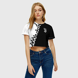 Футболка 3D укороченная женская Juventus черно белая геометрия текстура, цвет: 3D-принт — фото 2