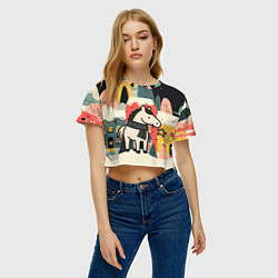 Футболка 3D укороченная женская С наступающем лошадка со звездочкой, цвет: 3D-принт — фото 2