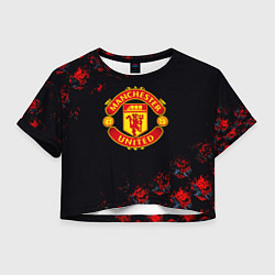 Футболка 3D укороченная женская Манчестер Юнайтед самураи, цвет: 3D-принт