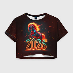 Футболка 3D укороченная женская Светящаяся лошадь 2026, цвет: 3D-принт
