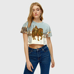 Футболка 3D укороченная женская Богатырь на коне 2026, цвет: 3D-принт — фото 2