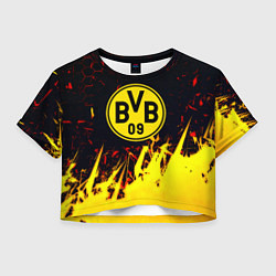 Футболка 3D укороченная женская Borussia краски соты, цвет: 3D-принт