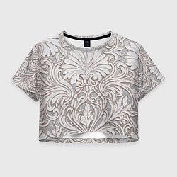 Футболка 3D укороченная женская Вензельные цветы, цвет: 3D-принт