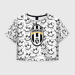 Футболка 3D укороченная женская Ювентус смайлы, цвет: 3D-принт