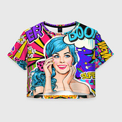 Футболка 3D укороченная женская Pop art, цвет: 3D-принт