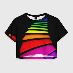 Футболка 3D укороченная женская Радужная лестница, цвет: 3D-принт