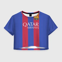 Футболка 3D укороченная женская Barcelona: Qatar Airways, цвет: 3D-принт