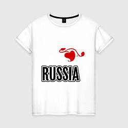 Футболка хлопковая женская Russia Leaf, цвет: белый