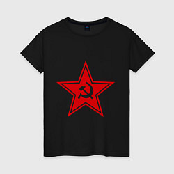 Футболка хлопковая женская Звезда СССР, цвет: черный