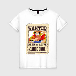 Футболка хлопковая женская Wanted Luffy, цвет: белый