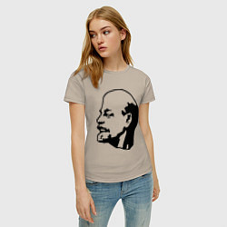 Футболка хлопковая женская Ленин: скульптура, цвет: миндальный — фото 2