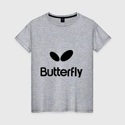 Футболка хлопковая женская Butterfly Logo, цвет: меланж