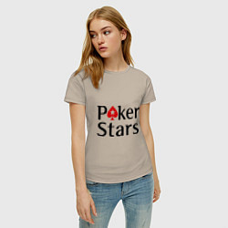 Футболка хлопковая женская Poker Stars, цвет: миндальный — фото 2