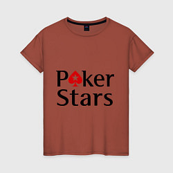 Футболка хлопковая женская Poker Stars, цвет: кирпичный