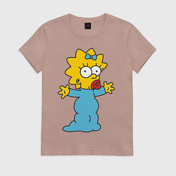 Футболка хлопковая женская Maggie Simpson, цвет: пыльно-розовый
