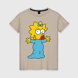 Футболка хлопковая женская Maggie Simpson, цвет: миндальный