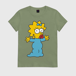 Футболка хлопковая женская Maggie Simpson, цвет: авокадо